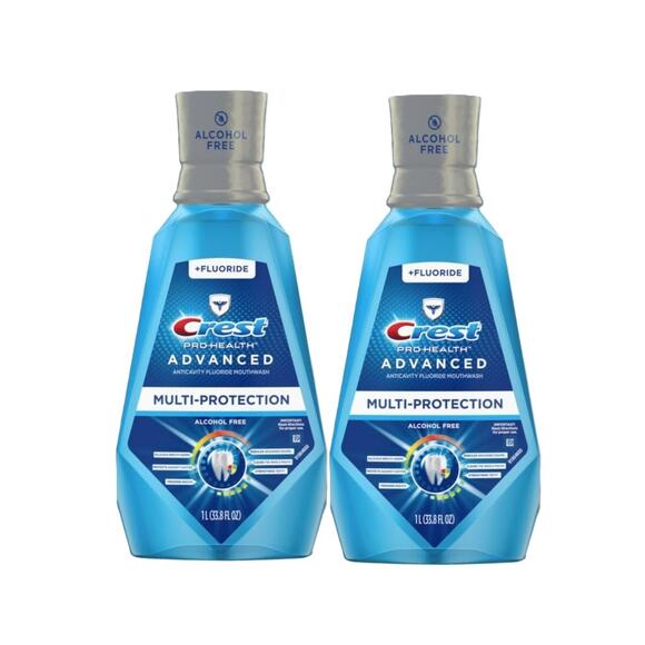 2 Pack Crest Pro-Health Advanced Mouthwash Alcohol Free Multi-Protection Mint 1L - Picture 1 of 1